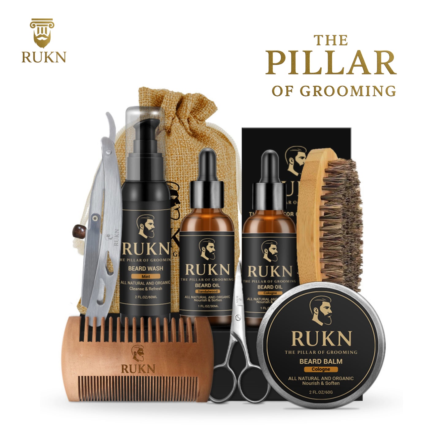 Beard Grooming Kit for Men – Complete Beard Care Set with Oil, Balm, Comb & Accessories & Bonus Beard Oil