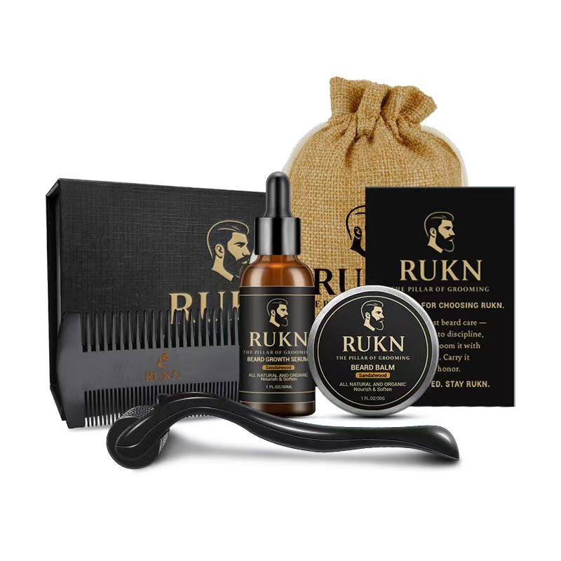 Beard Growth Kit for Men – Complete Beard Care with Oil, Balm, Roller & Comb