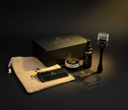 Beard Growth Kit for Men – Complete Beard Care with Oil, Balm, Roller & Comb