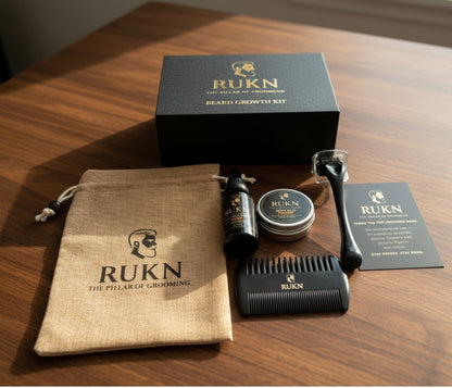 Beard Growth Kit for Men – Complete Beard Care with Oil, Balm, Roller & Comb